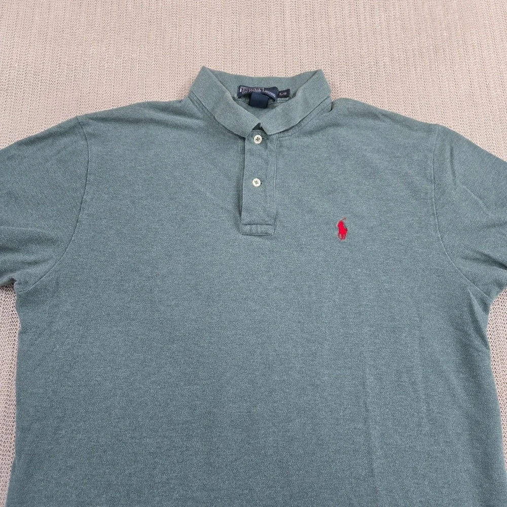 Polo Ralph Lauren Shirt Mens Large Green Short Sleeve Red Pony Preppy